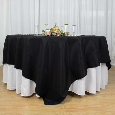 Premium Polyester Square Table Overlay 90"x90" Black - 220GSM Wrinkle-Resistant & Durable Table Topper