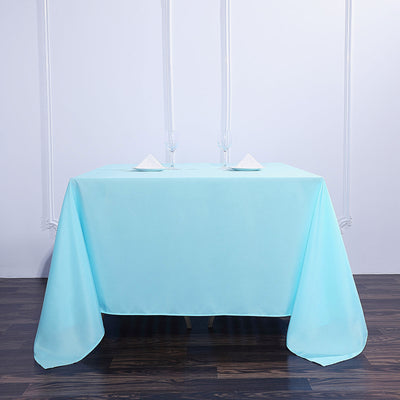 Polyester Square Tablecloth 90"x90" Light Blue - Wrinkle-Resistant & Durable Table Cover