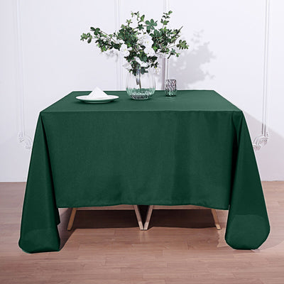 Polyester Square Tablecloth 90"x90" Hunter Emerald Green - Wrinkle-Resistant & Durable Table Cover