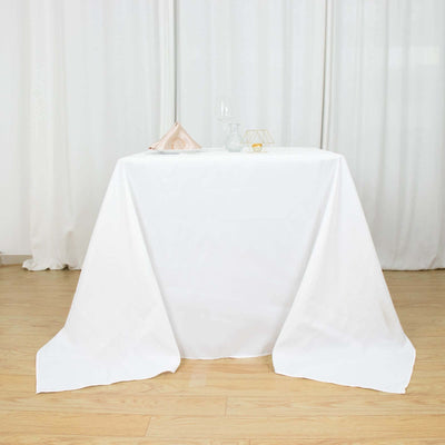 Premium Polyester Square Tablecloth 90"x90" White - 220GSM Wrinkle-Resistant and Durable Table Cover for Weddings & Special Occasions