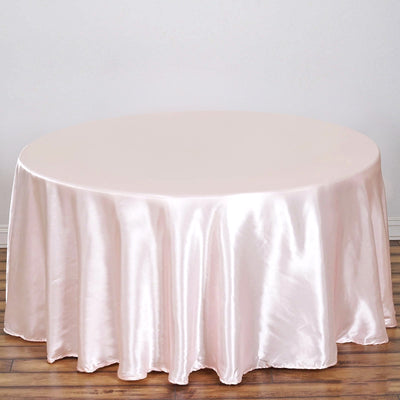 Satin Round Tablecloth 108" Blush - Smooth & Durable Table Cover