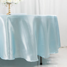 Light Blue Smooth Seamless Satin Round Tablecloth 108inch