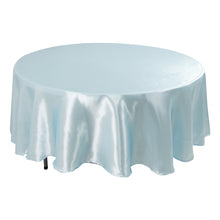 Light Blue Smooth Seamless Satin Round Tablecloth 108inch