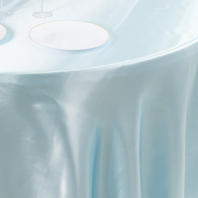 Satin Round Tablecloth 120" Light Blue - Seamless Table Cover