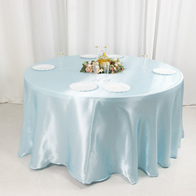 Satin Round Tablecloth 120" Light Blue - Seamless Table Cover