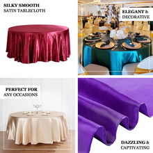 Fuchsia Seamless Satin Round Tablecloth 132inch for 6 Foot Table With Floor-Length Drop