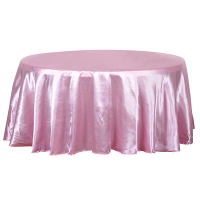 Satin Round Tablecloth 120" Pink - Seamless Table Cover