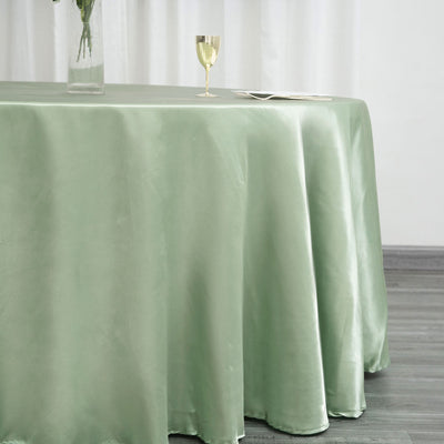 Satin Round Tablecloth 120" Sage Green - Seamless Table Cover