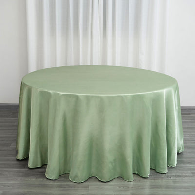 Satin Round Tablecloth 120" Sage Green - Seamless Table Cover