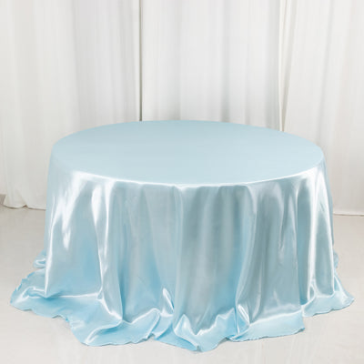 Satin Round Tablecloth 132" Light Blue - Seamless Table Cover