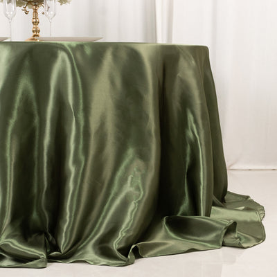 Satin Round Tablecloth 132" Dusty Sage Green - Seamless Table Cover