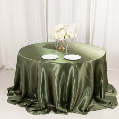 Satin Round Tablecloth 132" Dusty Sage Green - Seamless Table Cover