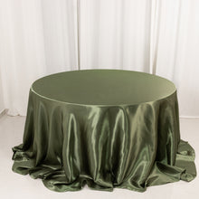 Dusty Sage Green Seamless Satin Round Tablecloth 132inch for 6 Foot Table With Floor-Length Drop