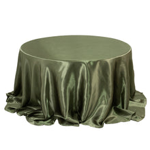 Dusty Sage Green Seamless Satin Round Tablecloth 132inch for 6 Foot Table With Floor-Length Drop