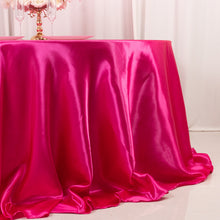 Fuchsia Seamless Satin Round Tablecloth 132inch for 6 Foot Table With Floor-Length Drop