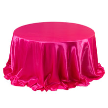 Fuchsia Seamless Satin Round Tablecloth 132inch for 6 Foot Table With Floor-Length Drop