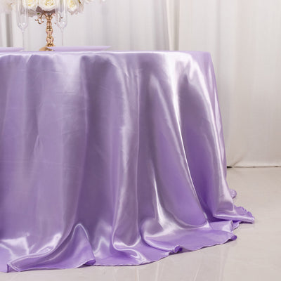 Satin Round Tablecloth 132" Lavender Lilac - Seamless Table Cover