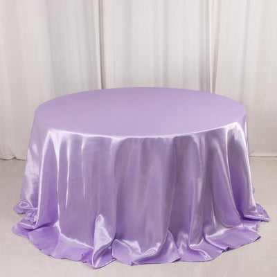 Satin Round Tablecloth 132" Lavender Lilac - Seamless Table Cover