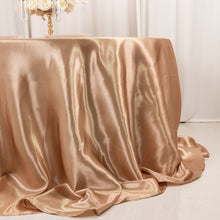 Nude Seamless Satin Round Tablecloth 132inch for 6 Foot Table With Floor-Length Drop