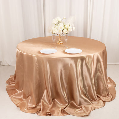 Satin Round Tablecloth 132" Nude - Seamless Table Cover