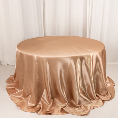 Satin Round Tablecloth 132" Nude - Seamless Table Cover