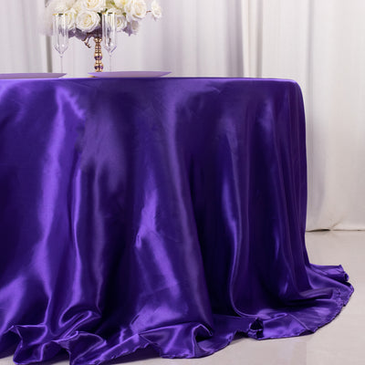 Satin Round Tablecloth 132" Purple - Seamless Table Cover