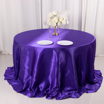 Satin Round Tablecloth 132" Purple - Seamless Table Cover