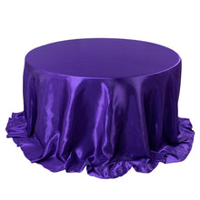 Purple Seamless Satin Round Tablecloth 132inch for 6 Foot Table With Floor-Length Drop