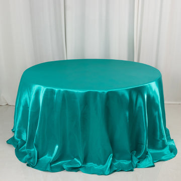 <h3 style="margin-left:0px;"><strong>Luxurious Elegance With Turquoise Satin Round Tablecloth</strong>