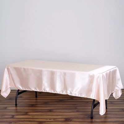 Satin Rectangular Tablecloth 60"x102" Blush - Wrinkle-Resistant & Durable Table Cover