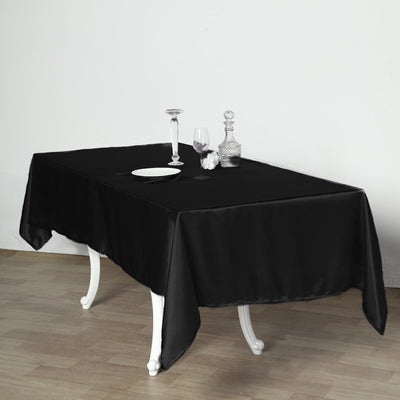 Satin Rectangular Tablecloth 60"x102" Black - Wrinkle-Resistant and Durable Table Cover for Exquisite Weddings & Events