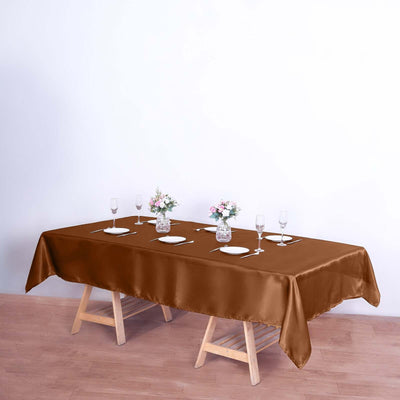 Satin Rectangular Tablecloth 60"x102" Cinnamon Brown - Wrinkle-Resistant & Durable Table Cover