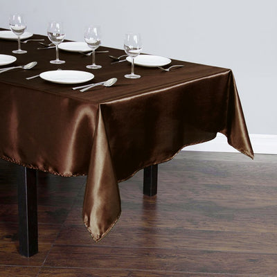 Satin Rectangular Tablecloth 60"x102" Chocolate - Wrinkle-Resistant & Durable Table Cover