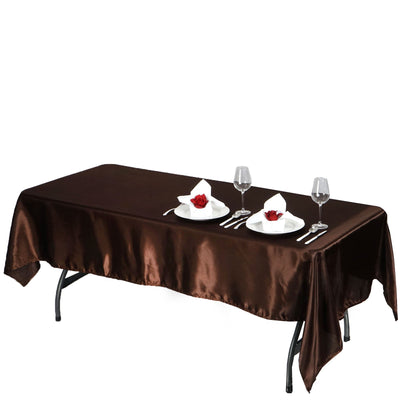 Satin Rectangular Tablecloth 60"x102" Chocolate - Wrinkle-Resistant & Durable Table Cover