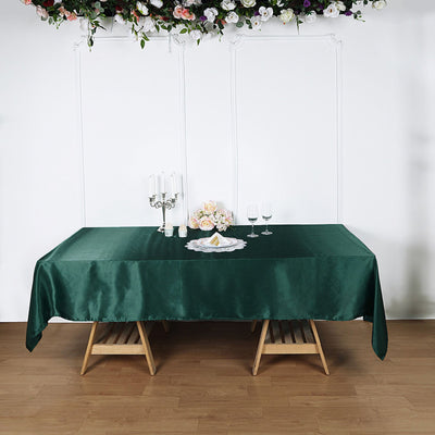 Satin Rectangular Tablecloth 60"x102" Hunter Emerald Green - Wrinkle-Resistant & Durable Table Cover