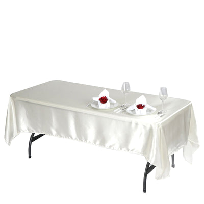 Satin Rectangular Tablecloth 60"x102" Ivory - Wrinkle-Resistant & Durable Table Cover