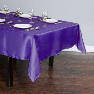 Satin Rectangular Tablecloth 60"x102" Purple - Wrinkle-Resistant & Durable Table Cover
