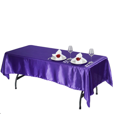 Satin Rectangular Tablecloth 60"x102" Purple - Wrinkle-Resistant & Durable Table Cover