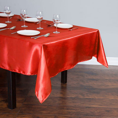 Satin Rectangular Tablecloth 60"x102" Red - Wrinkle-Resistant & Durable Table Cover