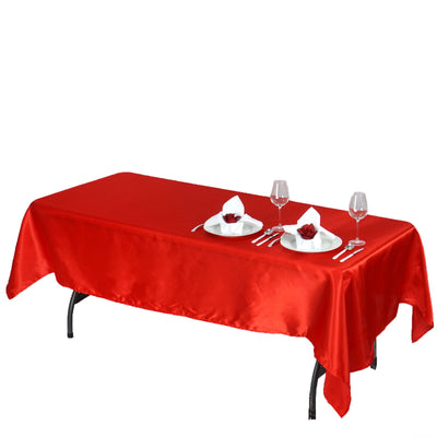 Satin Rectangular Tablecloth 60"x102" Red - Wrinkle-Resistant & Durable Table Cover