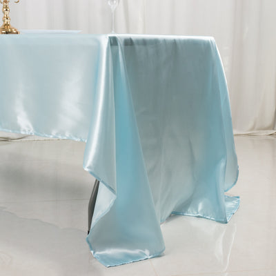 Satin Rectangular Tablecloth 60"x126" Light Blue - Wrinkle-Resistant & Durable Table Cover