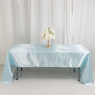 Satin Rectangular Tablecloth 60"x126" Light Blue - Wrinkle-Resistant & Durable Table Cover