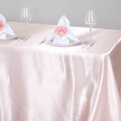 Satin Rectangular Tablecloth 90"x132" Blush - Seamless Table Cover