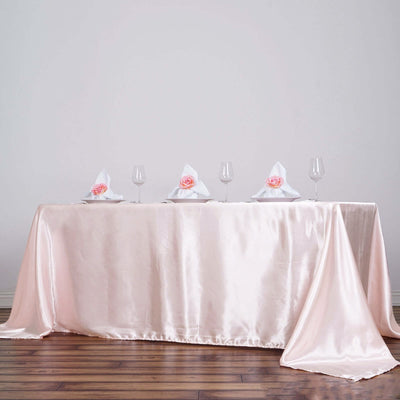 Satin Rectangular Tablecloth 90"x132" Blush - Seamless Table Cover