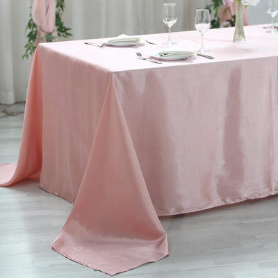 Satin Rectangular Tablecloth 90"x132" Dusty Rose - Seamless Table Cover