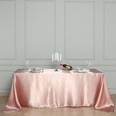 Satin Rectangular Tablecloth 60"x102" Dusty Rose - Wrinkle-Resistant & Durable Table Cover