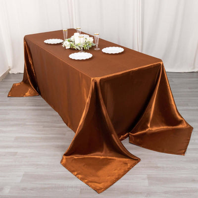 Satin Rectangular Tablecloth 90"x132" Cinnamon Brown - Seamless Table Cover