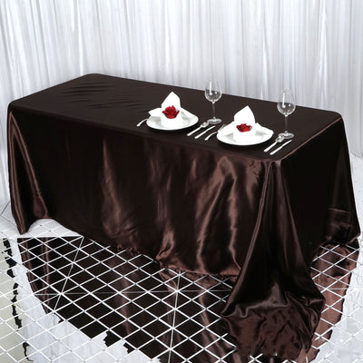 Satin Rectangular Tablecloth 90"x132" Chocolate - Seamless Table Cover