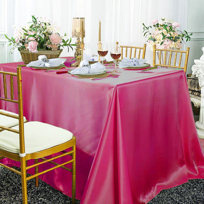 Satin Rectangular Tablecloth 90"x132" Fuchsia - Seamless Table Cover