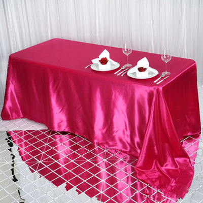 Satin Rectangular Tablecloth 90"x132" Fuchsia - Seamless Table Cover